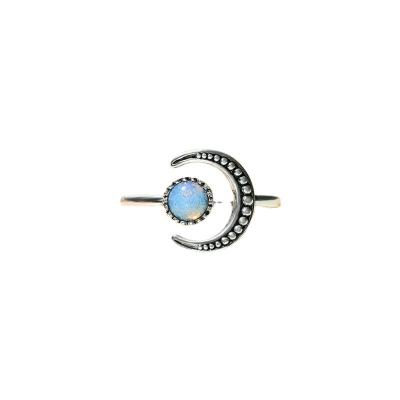 China Fashionable Moon Moonstone Zircon Rings Stainless Steel Jewelry Ring for sale