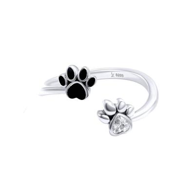 China Cute Paw Rings Teenage Girls Zirconia Fun Pet Ring for Couples Engagement for sale