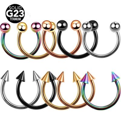 China 2021 fashion nose septum 316L stainless steel ear cartilage tragus circular body horseshoe piercing clip on nose ring for sale