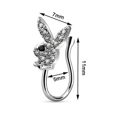 China Hot Selling FASHIONABLE Stretching Unique Design Non Piercing Rabbit Shape Sexy Nose Ring Cuffs Body Jewelry for sale