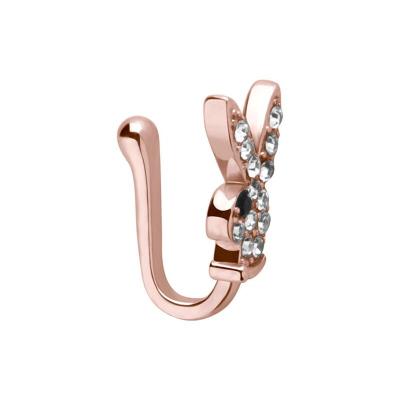 China Cute Zircon Bunny Rabbit Non Piercing FASHIONABLE Hot Selling Body Jewelry Clip On Fake Face Nose Rings For Women for sale