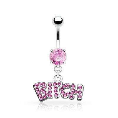 China Opp Bag Stainless Steel Accessories Letter Dancer Piercing Umbilical Women Belly Button Nail Ring Dangle Navel Ring For for sale