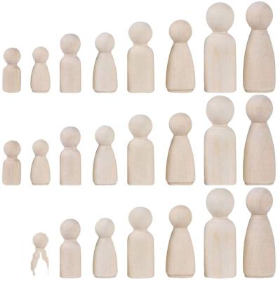 China Wooden Peg Doll Decorative Unfinished Wooden People Bodies Family Craft People Set 8pcs for sale