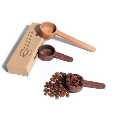 China Acacia Wooden Kitchen Utensils Coffee Bean Wooden Measuring Spoon Black Milk Powder Spoon for sale