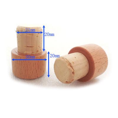 China wooden wine stopper with natural cork stopper in food grade solid wooden closure for sale