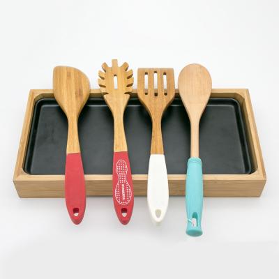 China wooden spatula and spoon with silicone for sale