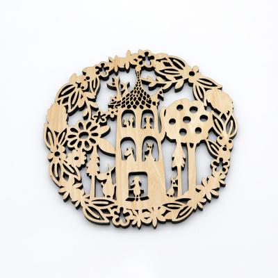 China Coasters Creative Wooden Carving Cup Mat Decorations Different Shapes for sale