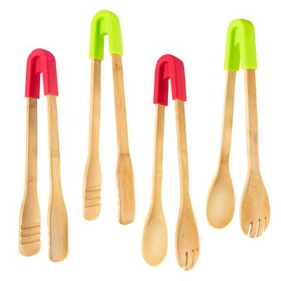 Chine Barbecue de viande Tongs en bois durables pour cuire du pain Tongs de salade de bambou tailles personnalisées à vendre