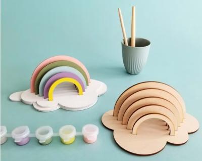 China wooden Rainbow paint kit DIY kid craft  rainbow decor  laser cut wood for sale