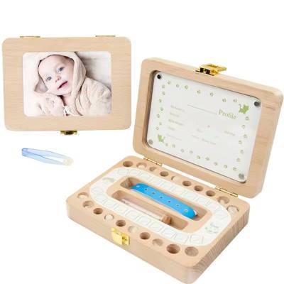 China Wooden Baby Tooth Box Wooden Organizer Storage Newborn Baby Kid Gift Souvenir Case for sale