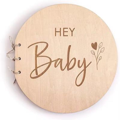 China Handgemaakte Plywood Baby Douche Souvenir Gastenboek Milestone Houten cirkels Te koop