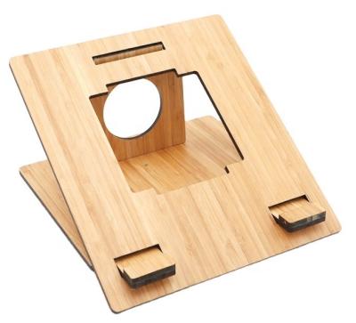 China Amazon Creativo soporte de computadora portátil de madera, computadora plegable ajustable soporte de MacBook de madera para escritorio portátil universal en venta