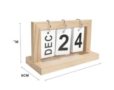 China Office Home Wooden Calendar Stand Perpetual Desktop Decoration Flip Calendar Stand for sale