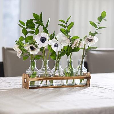 China Glass Flower Vase with Wooden Holder Vases for Flowers for sale