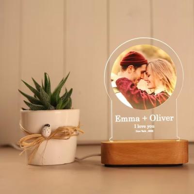 China wooden  Night Light stand with Your Photo Romantic Gift for Couples  Gift for Her Anniversary Gift for Him  Engagement Wedding for sale