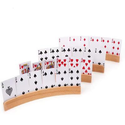 China Wood Curved Playing Card Holder Racks Tray Set of 4 for Kids Seniors Adults - 13.4inch with Widen Base Stable Enough for for Bri for sale