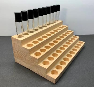 China Bottle Wood Display Wooden Essential Oil Holder Roll On Multi Level Wood Display for  Bottle for sale