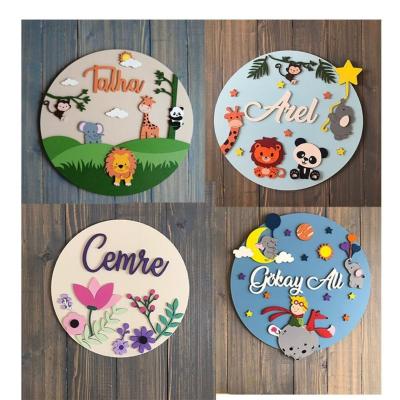 Cina Nome Segno Bambini Camera Porta Decorazione Safari Animali Asilo Luce murale Asilo Illuminazione Bambini Camera Decorazione Lampada Lampada per bambini in vendita