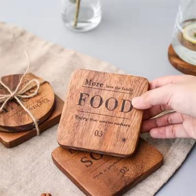 China Acacia Wood Coaster - Creative Nordic Style Tableware Durable Wooden Heat Insulation Mat for sale