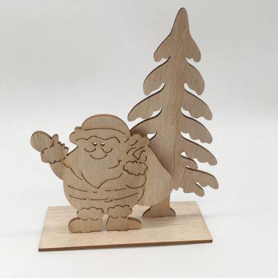 China Christmas Tree Santa Elk Wooden Chips Festival Ornaments For Family Party Table Decorations for sale