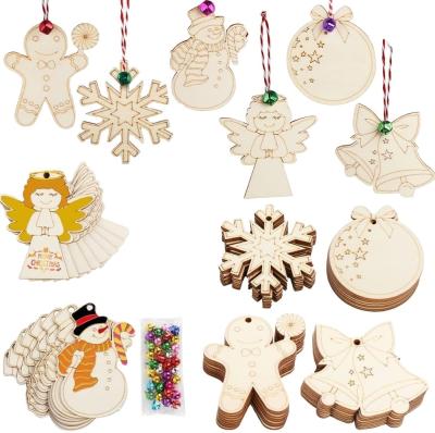 China Wood Unfinished Ornaments for Christmas Holiday DIY Art and Crafts with Tags Wooden Christmas Decoration Finished for Christmas for sale