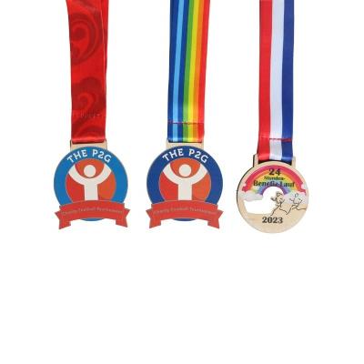 China Wooden Award Medals with Neck Ribbons Adults Kids Cheer Medals Winner Medals Award Prize for Sports School for sale