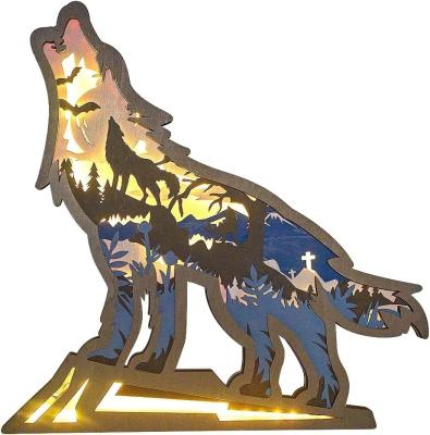 China 3D Wooden Animals LED Night Light Festival Decoration Desktop Desk Table Living Room Bedroom Farmhouse Office Shelf for sale