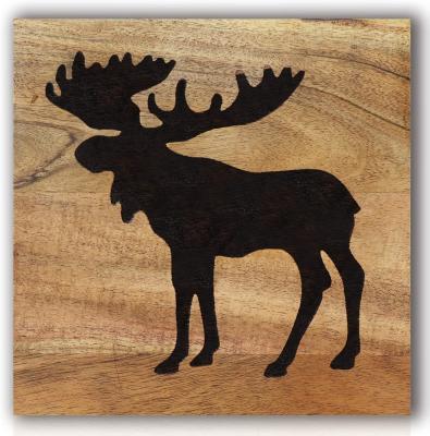 China Wooden Cabin Decor with Bear, Deer and Moose (Set of 3) - Woodland Rustic Wall Decoration for sale