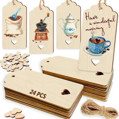 China Nieuwe houten onvoltooide label hanger DIY handgemaakte houten blanco geschenk boekmerk hout chip lijst Te koop