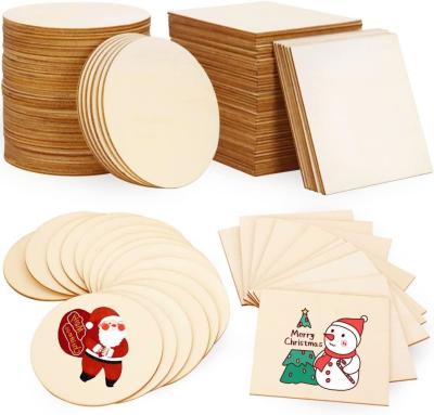 China Unfinished Wood Slices Blank Wood Chips for Handicrafts Home Decoration Wooden Coasters and DIY Crafts for sale