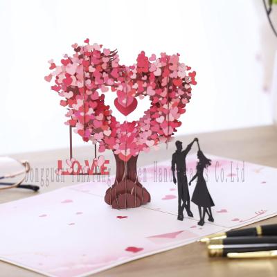 China Handmade Heart Card Pop Up 3D Heart Flower Card Romantic Love Letter Greeting Anniversary Wedding Valentine Birthday Gift Card for sale