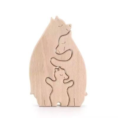 China wooden Bear Family Wooden Puzzle Chinese Factory-Made  Fun Wooden Toy and  Chic Home Decoration for sale