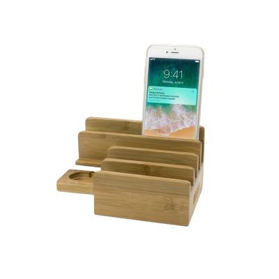 Cina Bamboo Dock per 3/4/5 porte caricabatterie USB,Desktop Docking Station Organizer per cellulari,Smart Watch,Tablet in vendita