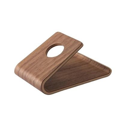 China Bent Wood Stand Cell Phone and Tablet Stand for Desk Suitable for Various Mobile Phone Models Desk Decoration Wooden Stand for sale