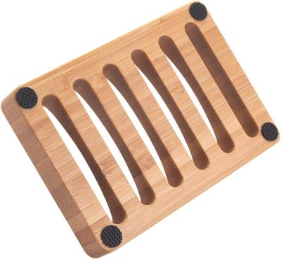 China Eco Friendly Natural Wooden Soap Storage Rack Bamboo Wood Soap Dish Holder for Bathroom for sale