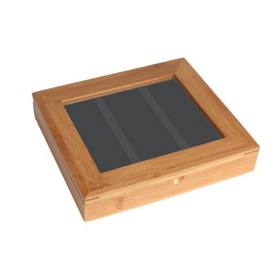 China Caja de embalaje de madera de bambú natural de 220 mm Caja de madera personalizada con ventana en venta