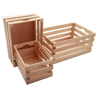 China Pine Wood Crates for storage  wooden  storage box wooden vegetable storage crate for sale