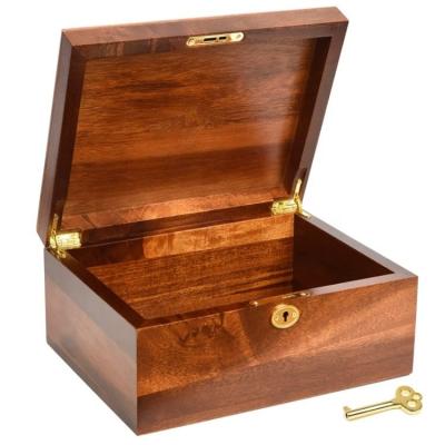 China Newest Acacia Wood Decorative Storage Boxes Wooden Jewelry Box Wooden Box with Hinged Lid for sale