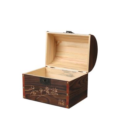 China Vintage Storage Box with Lock Solid Wood Antique  Box Holder with  Lid Retro Decorative  Holder Box for Tea for sale