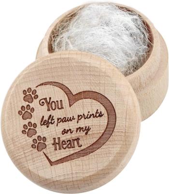 China Dog Memorial Box for Loss Pet Wooden Keepsake Box with Pet Paw Engraving  Hair Case Urn Memorial Gift for sale