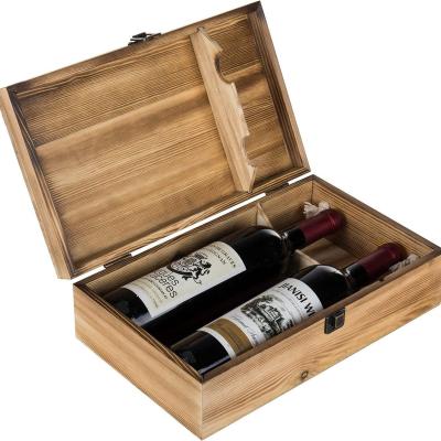 China Home Decorative Whiskey Gift Box Wood Double Bottle Wine Box for sale