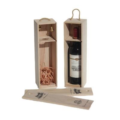 China Single Bottle Craft Wine Bottle Box Wooden Red Wine Box for sale