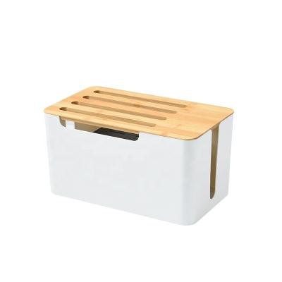 China Router Storage Box with Bamboo Lid Wood Junction Box Wireless Wifi TV Set-Top Box for sale