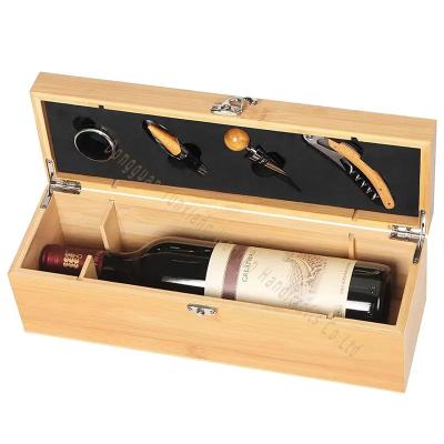 China Sustainable Retro Wood Single Wine Bottle Box Holder Gift Christmas Day Wine Storage Case for sale