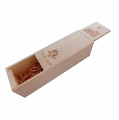 China Pine Wood Recyclable Wine Storage Containers Embossing Printing Wooden Packing Box for sale