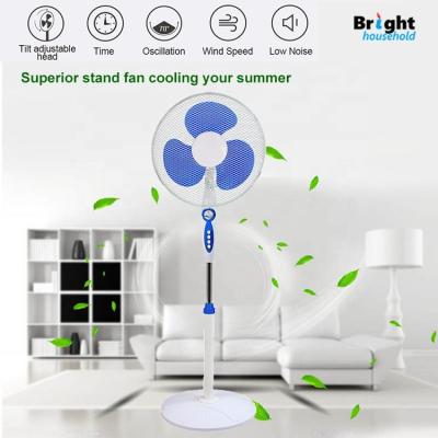 China Latest OEM Low Noise 16 Inch Round Oscillating Base Cooling Electric Pedestal Fan With Timer For Home for sale