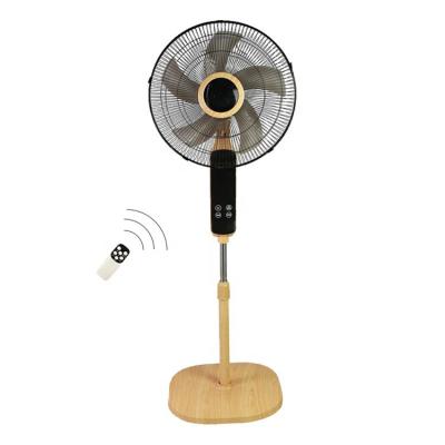 China 2021 Hot Selling Low Noise 16 18 Inch Powerful Remote Electric Stand Fan With Wood Finish for sale