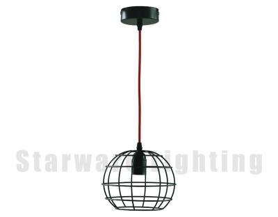 China Fabric Vintage Cage Pendant Light, Modern Wrought Iron Chandelier, High Quality Cage Shade Hanging Lamp for sale