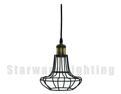 China Antique Copper Metal Aluminum Cage Pendant Lamp Fabric Lamp Socket Pendant Light with Cage Lampshade for sale