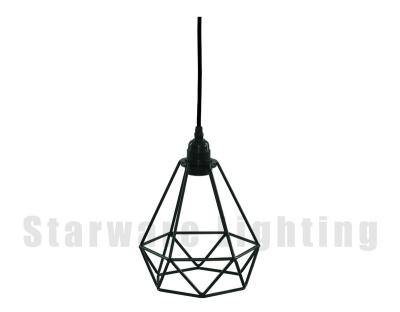 China 2020 New Style Vintage Attic Pendant Lamp Residential Industrial Birdcage Fabric Black Wire Pendant Light Lamp for sale